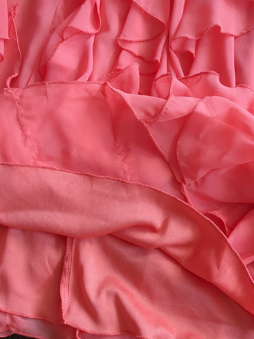 Windsor Coral Pink Strapless Sequin Bodice-Shifon Ruffle-Tiers Skirt/Mini Dress - Picture 9 of 13